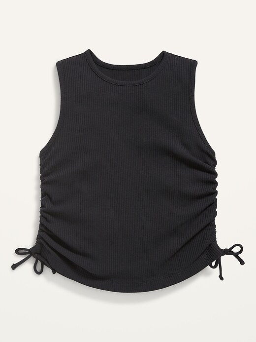 View large product image 1 of 1. Rib-Knit High-Neck Cinch-Tie Tank Top for Girls
