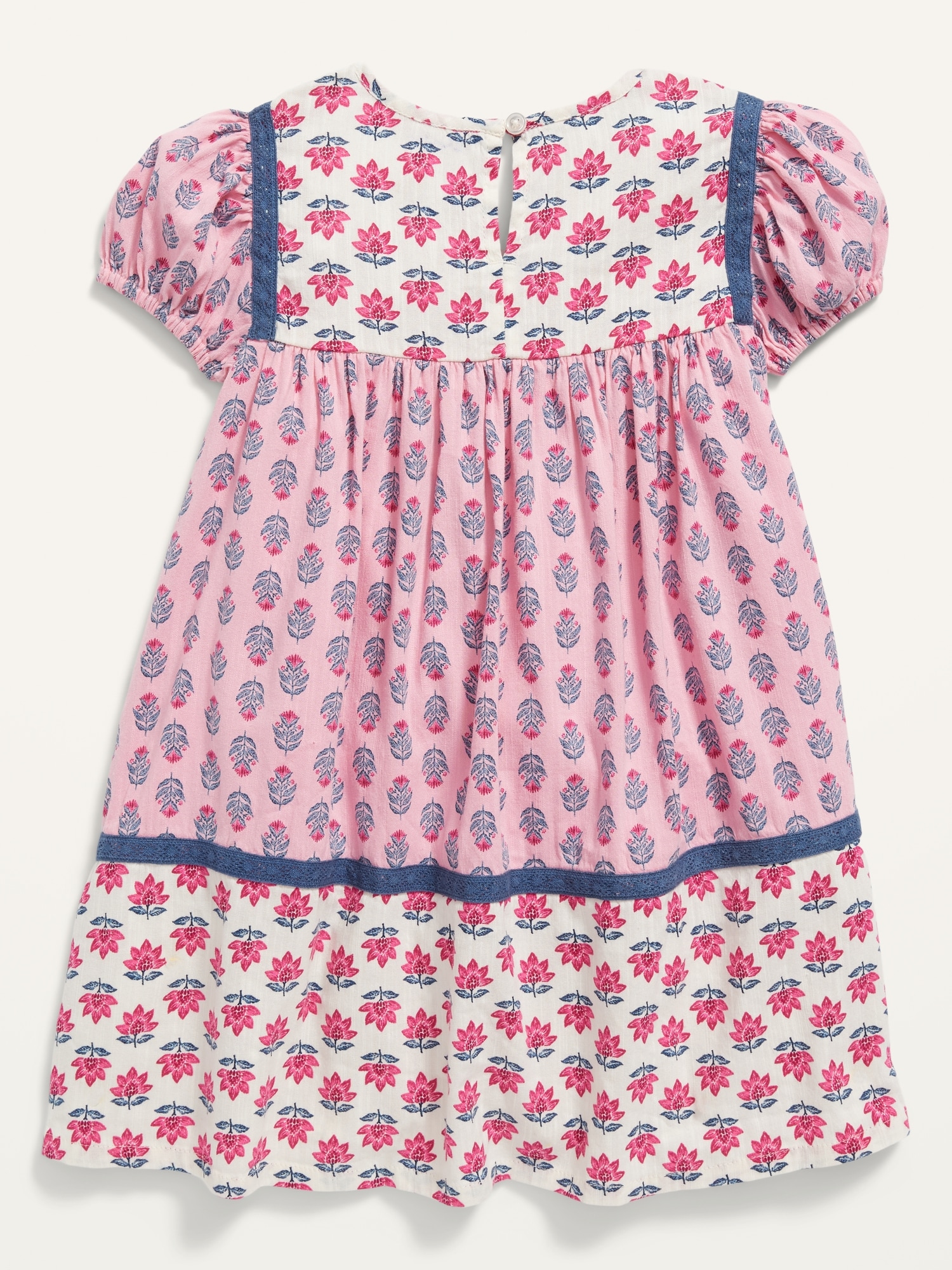 Puff-sleeve Matching Floral Swing Dress For Toddler Girls 