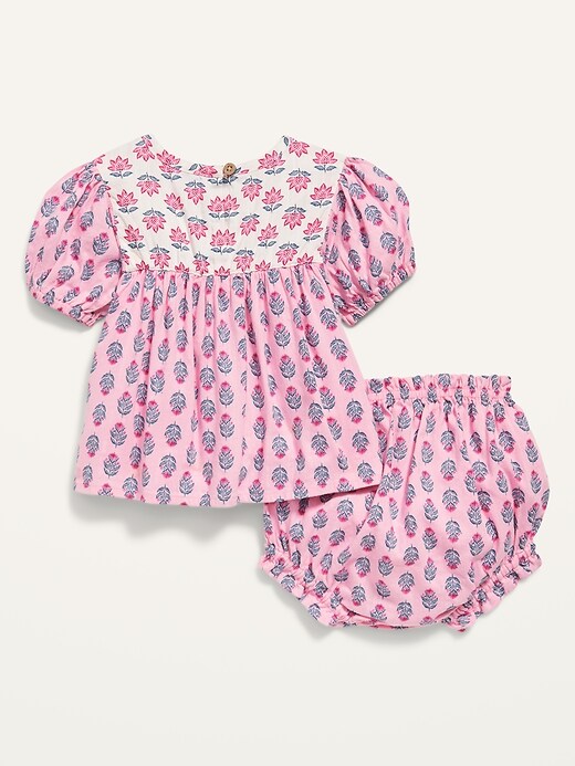 View large product image 2 of 4. Short-Sleeve Matching Print Top and Bloomers Set for Baby