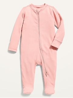 Ribbed 2-Way-Zip Sleep & Play Footed One-Piece for Baby