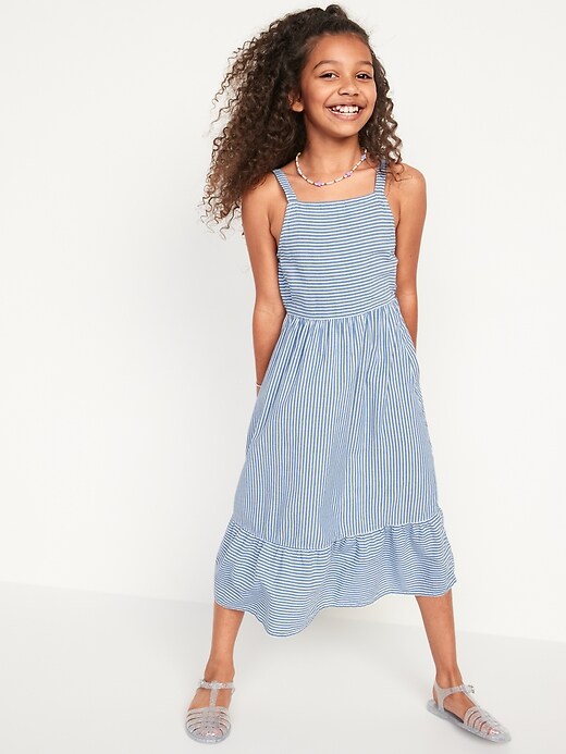 Sleeveless Striped Fit & Flare Midi Dress for Girls | Old Navy