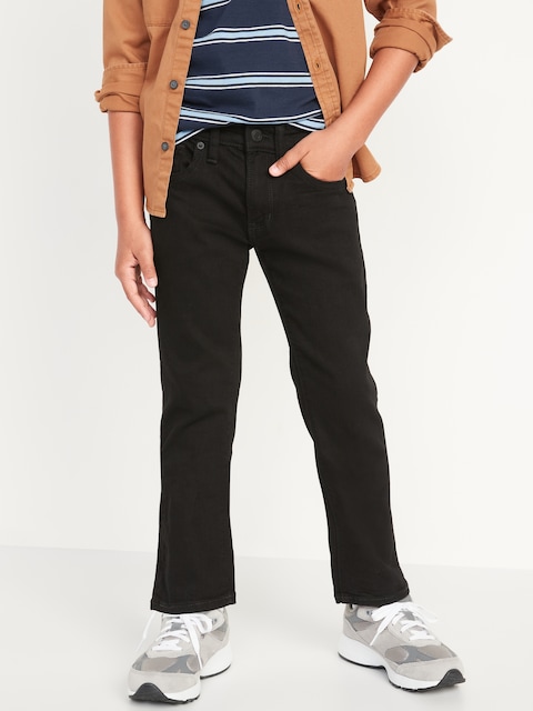 Straight-Leg Built-In Flex Black Jeans for Boys - Black Rinse
