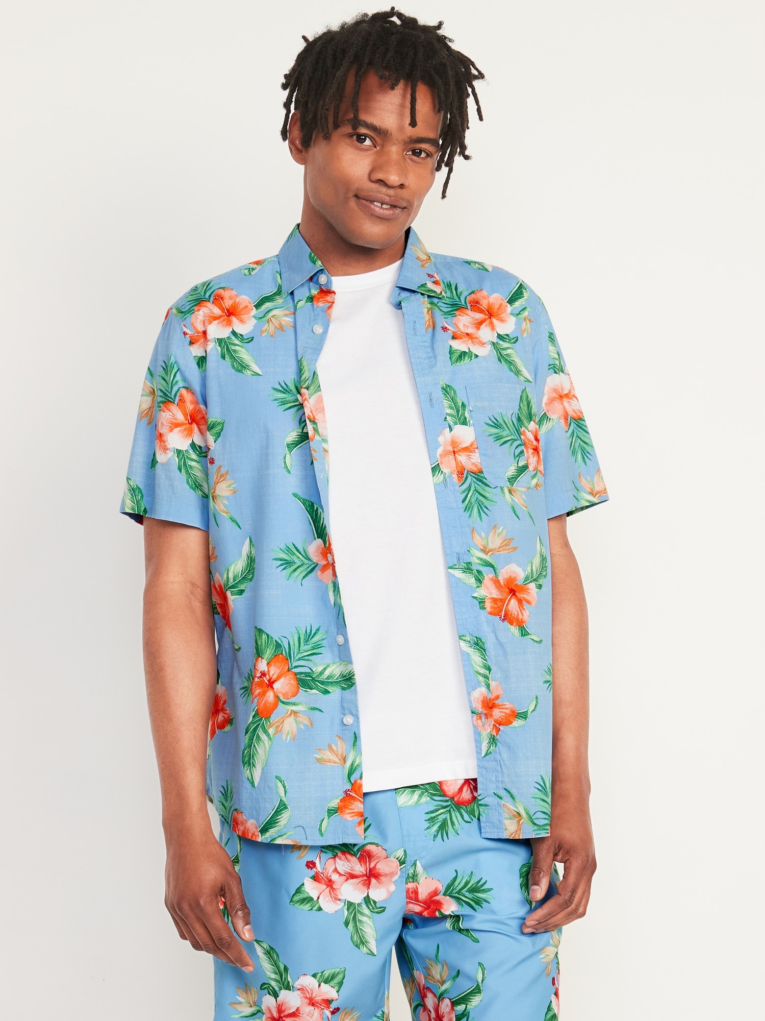 Everyday BuiltIn Flex Printed ShortSleeve Shirt for Men Old Navy