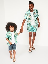View large product image 3 of 3. Printed Linen-Blend Short-Sleeve Shirt and Shorts Set for Baby