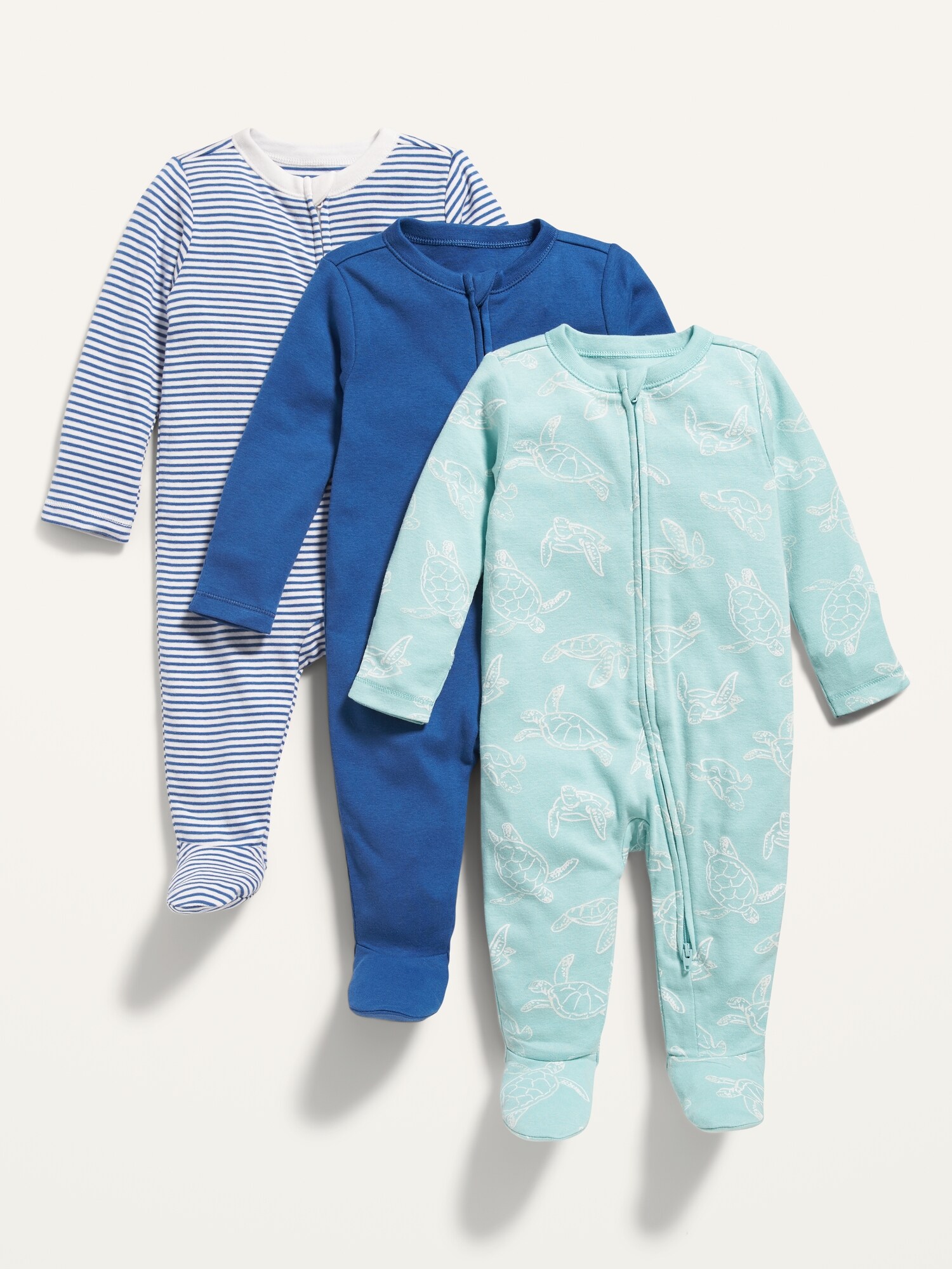 Unisex Sleep Play 2 Way Zip Footed One Piece 3 Pack For Baby Old Navy