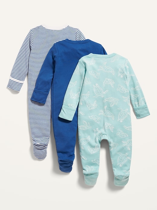 Unisex Sleep Play 2 Way Zip Footed One Piece 3 Pack For Baby Old Navy