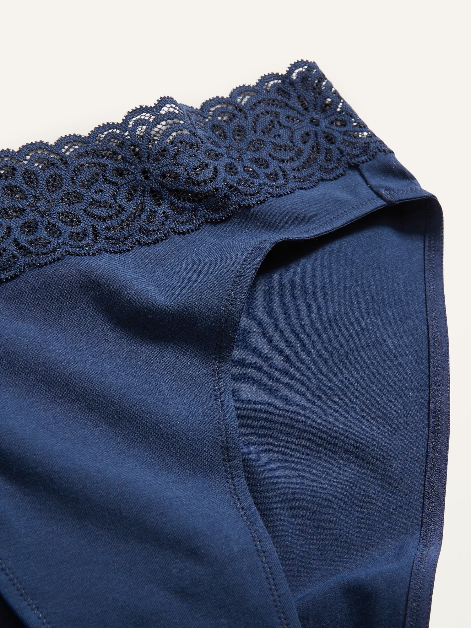 Women's Lace Trim Cotton Bikini Underwear - Auden™ Blue XL