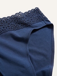 Women's Lace Trim Cotton Bikini Underwear - Auden™ Blue 2X