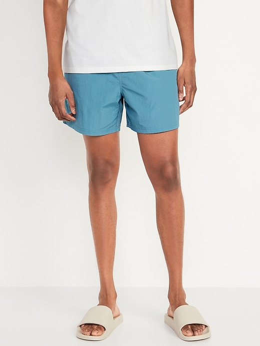 View large product image 1 of 1. Packable Nylon Swim Trunks --5.5-inch inseam