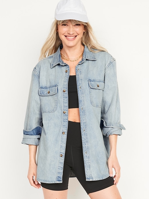 Image number 3 showing, Gender-Neutral Long-Sleeve Jean Workwear Shirt for Adults