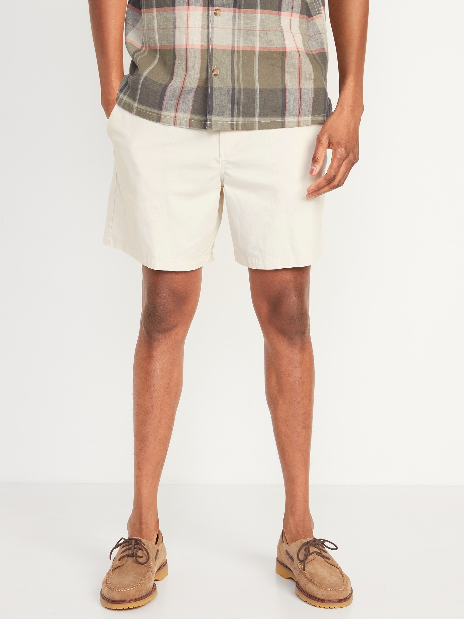 Old Navy Hybrid Tech Chino Shorts for Men -- 7-inch inseam beige. 1