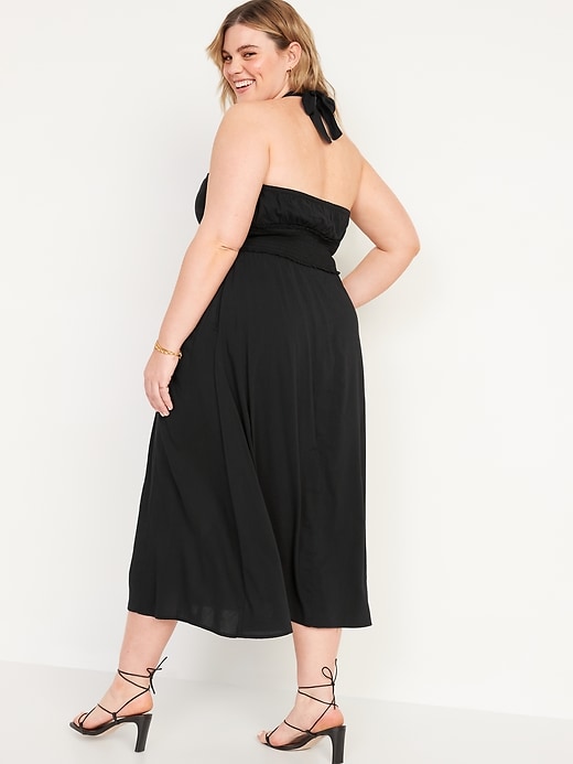 Image number 8 showing, Fit & Flare Smocked Twist-Front Halter Maxi Dress