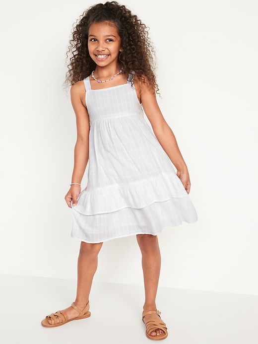 View large product image 1 of 3. Sleeveless Tiered Textured-Dobby All-Day Midi Dress for Girls