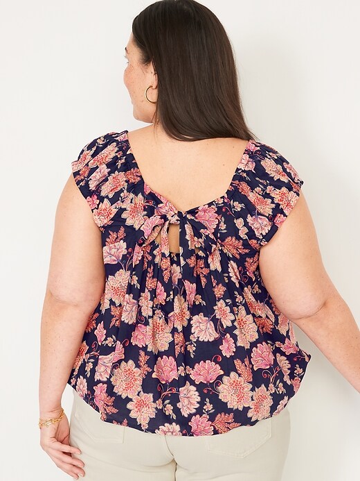 Image number 8 showing, Floral-Print Tie-Back Swing Top for Women