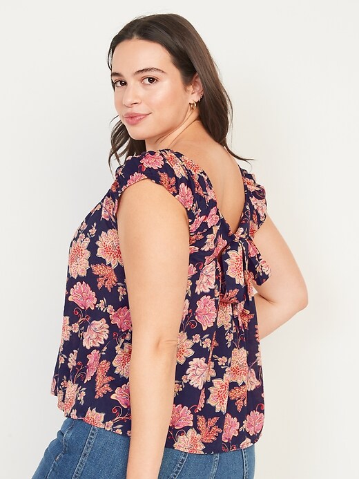 Image number 6 showing, Floral-Print Tie-Back Swing Top for Women