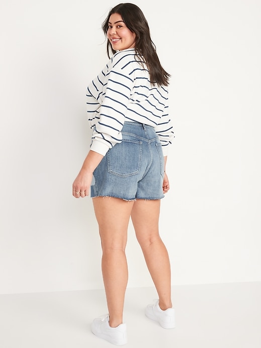 Image number 8 showing, High-Waisted O.G. Straight Patchwork Cut-Off Jean Shorts -- 3-inch inseam