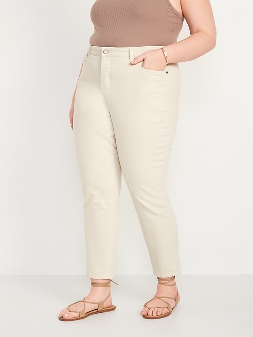 Image number 7 showing, High-Waisted Button-Fly O.G. Straight White Ankle Jeans for Women