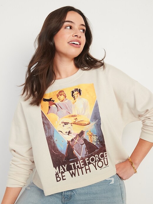 Image number 4 showing, Oversized Cropped Licensed Pop Culture Graphic Sweatshirt for Women
