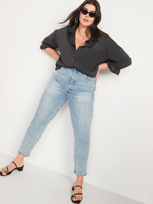 Image number 3 showing, Long-Sleeve Cropped Boyfriend Shirt
