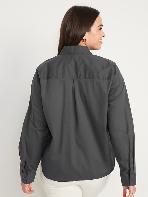 Image number 6 showing, Long-Sleeve Cropped Boyfriend Shirt