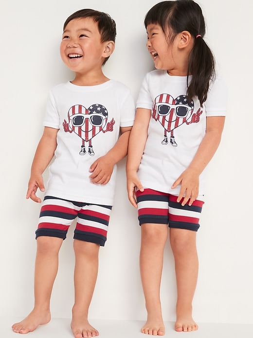 View large product image 1 of 3. Unisex Matching Americana Pajama Shorts Set for Toddler & Baby