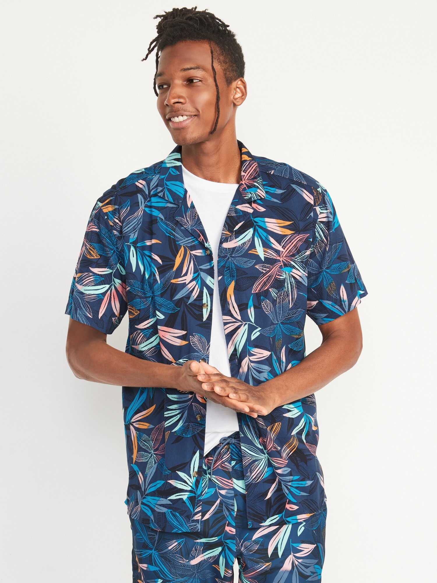 Printed ShortSleeve Camp Shirt for Men Old Navy