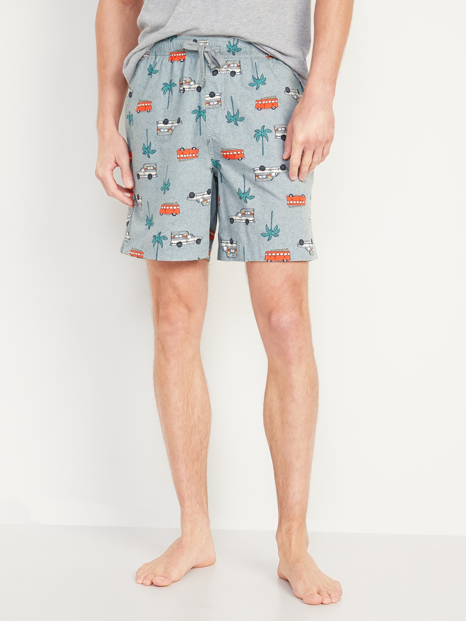 Printed Poplin Pajama Shorts for Men 7 inch inseam Old Navy