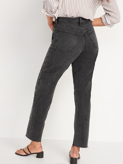 Image number 2 showing, High-Waisted O.G. Loose Dark Gray Cut-Off Jeans for Women