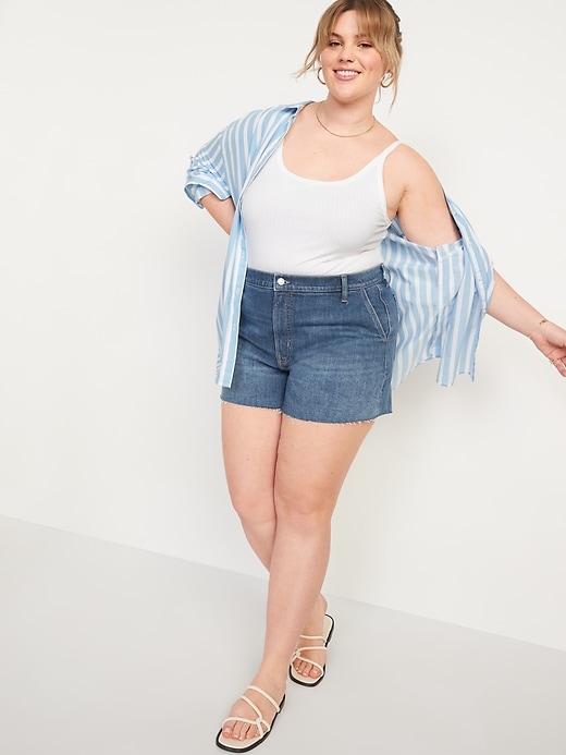 Image number 3 showing, Higher High-Waisted Cut-Off Jean Shorts -- 3-inch inseam