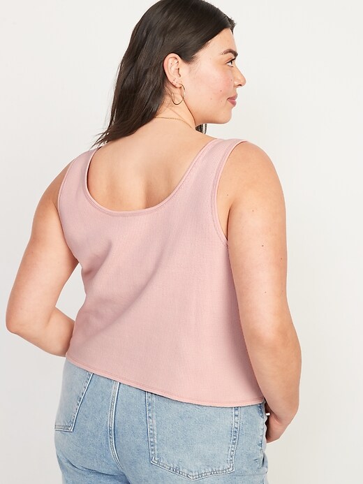 Image number 8 showing, Thermal-Knit Cropped Henley Tank Top