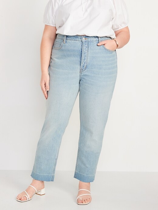 Image number 5 showing, Extra High-Waisted Button-Fly Sky-Hi Straight Americana Non-Stretch Ankle Jeans for Women