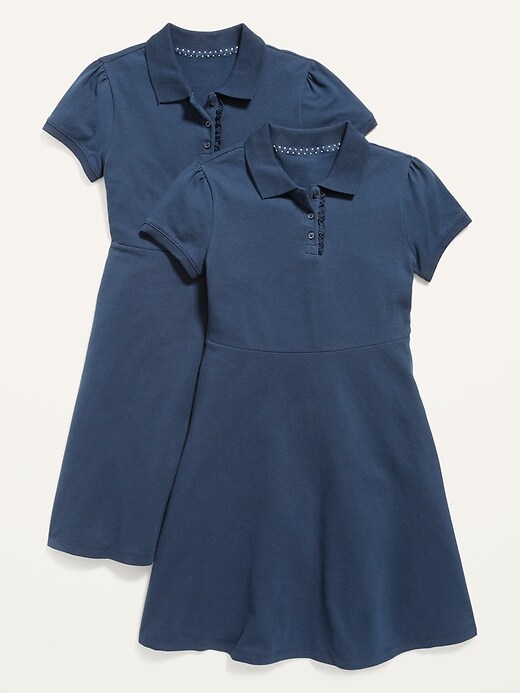 View large product image 1 of 2. School Uniform Pique Polo Fit & Flare Dress 2-Pack for Girls