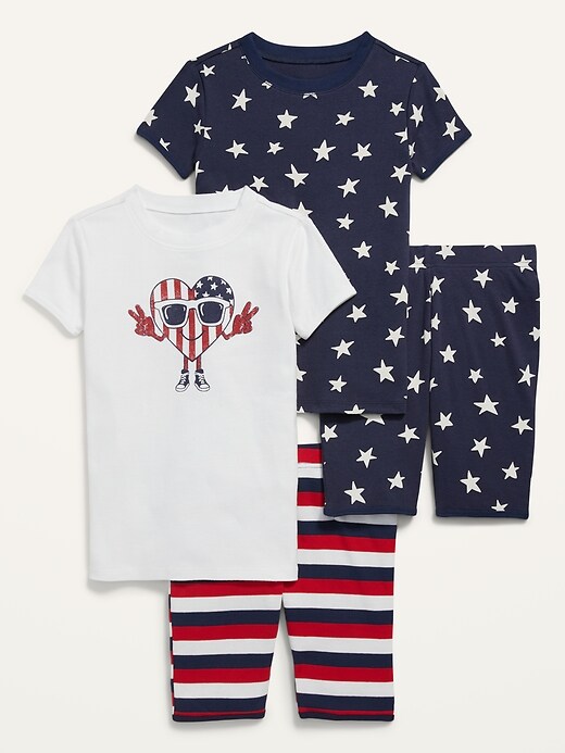 Old Navy Gender-Neutral Printed Snug-Fit 4-Piece Pajama Set for Kids. 1