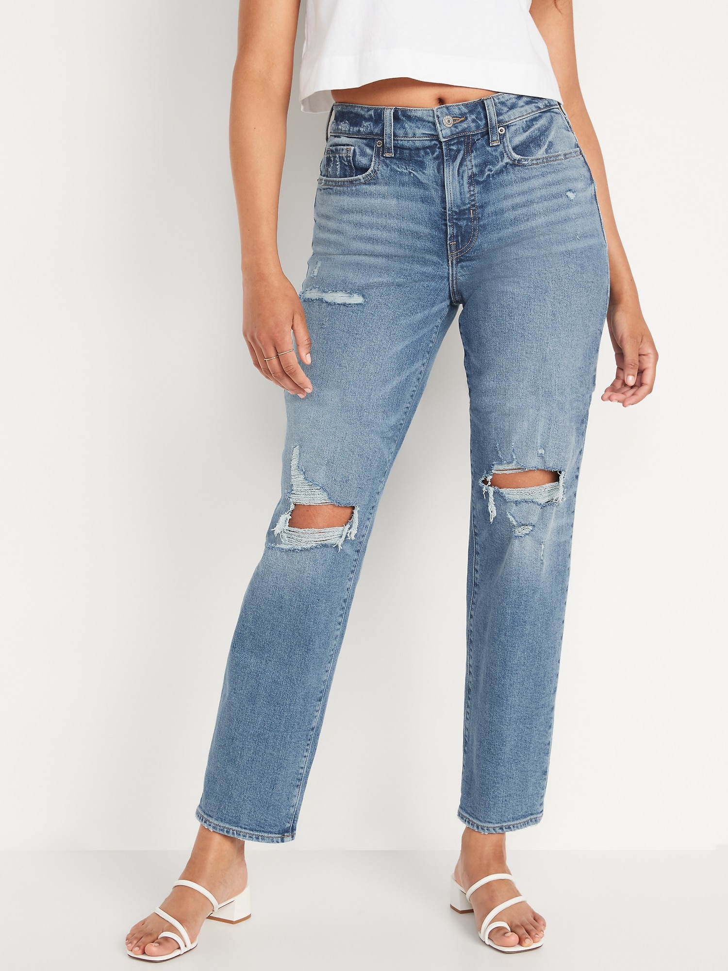 High-Waisted Loose Ripped for | Old Navy