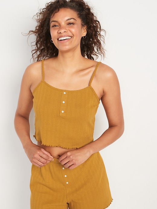 Old Navy Cropped PointelleKnit Henley Cami Top for Women