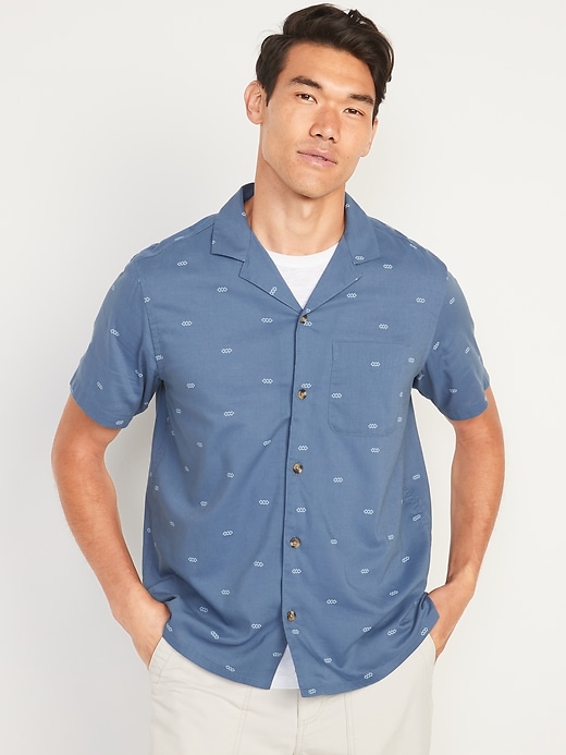 Old Navy Printed Short-Sleeve Camp Shirt for Men. 1