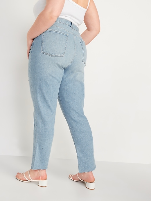 Image number 8 showing, High-Waisted Button-Fly Slouchy Straight Ripped Cut-Off Jeans for Women