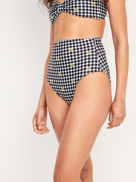 Image number 1 showing, Extra High-Waisted Printed French-Cut Swim Bottoms