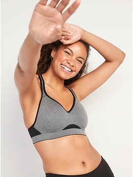 Old Navy High-Support PowerSoft Zip-Front Sports Bra for Women 32C-42C