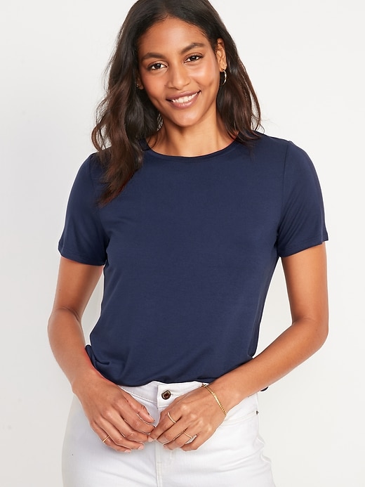 Image number 1 showing, Luxe Crew-Neck T-Shirt for Women