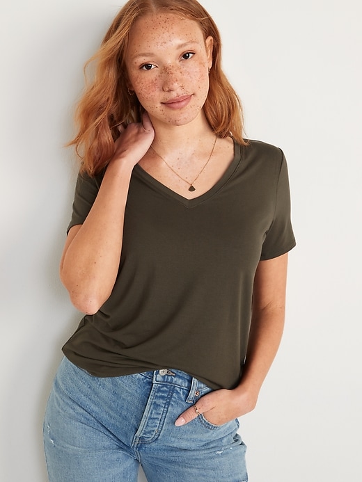 Image number 1 showing, Luxe V-Neck T-Shirt for Women
