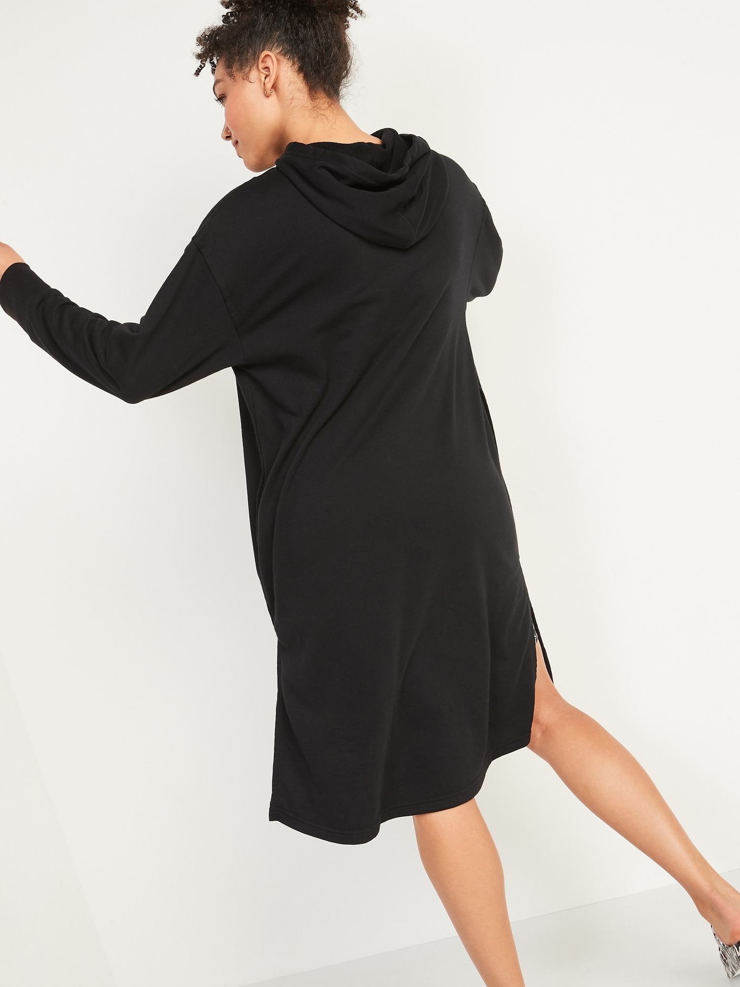 Loose Hooded Sweatshirt Shift Dress for Women