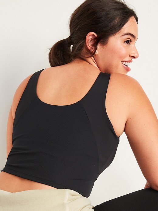 Old Navy Active Cropped Tank Top Built In Bra Black Size Large NWT