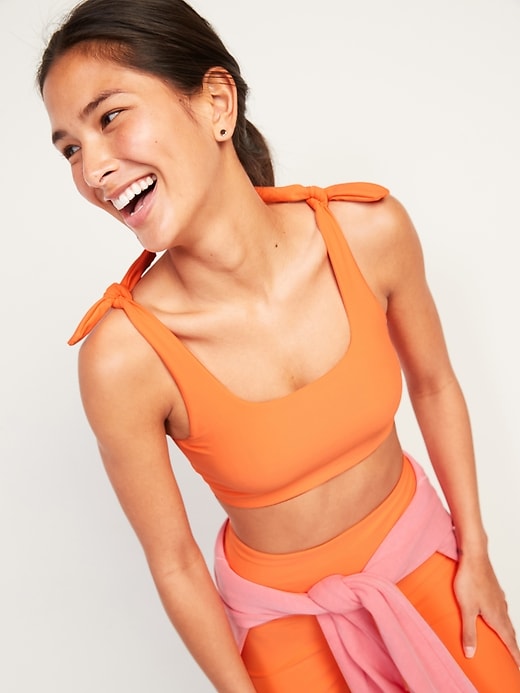 Image number 1 showing, Light Support PowerSoft Tie-Strap Sports Bra