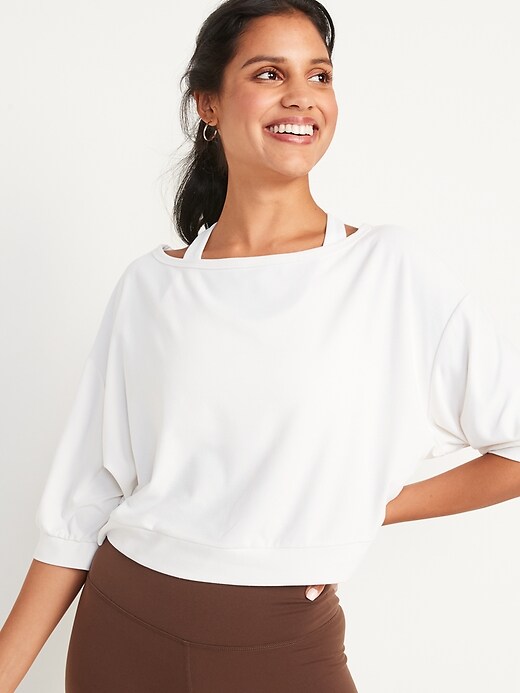 Image number 1 showing, Breathe ON Cropped Elbow-Sleeve Performance Top for Women