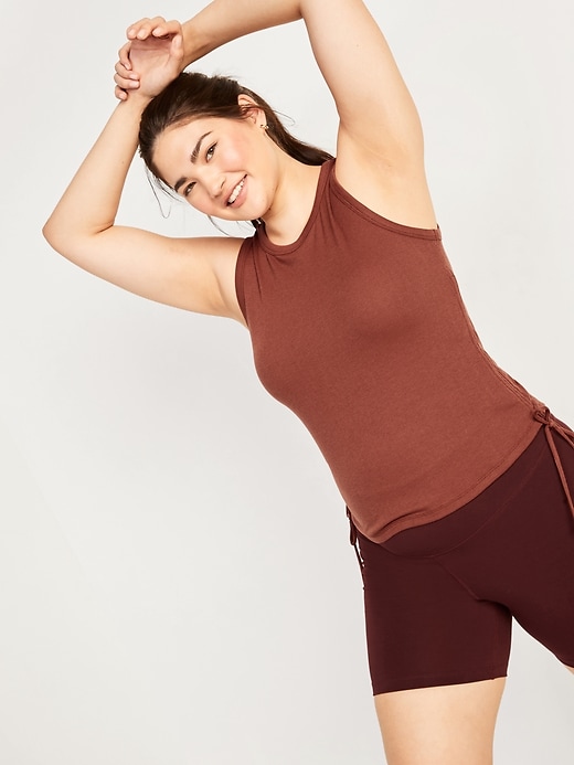 Image number 5 showing, UltraLite Rib-Knit Side-Cinch Cropped Tank Top
