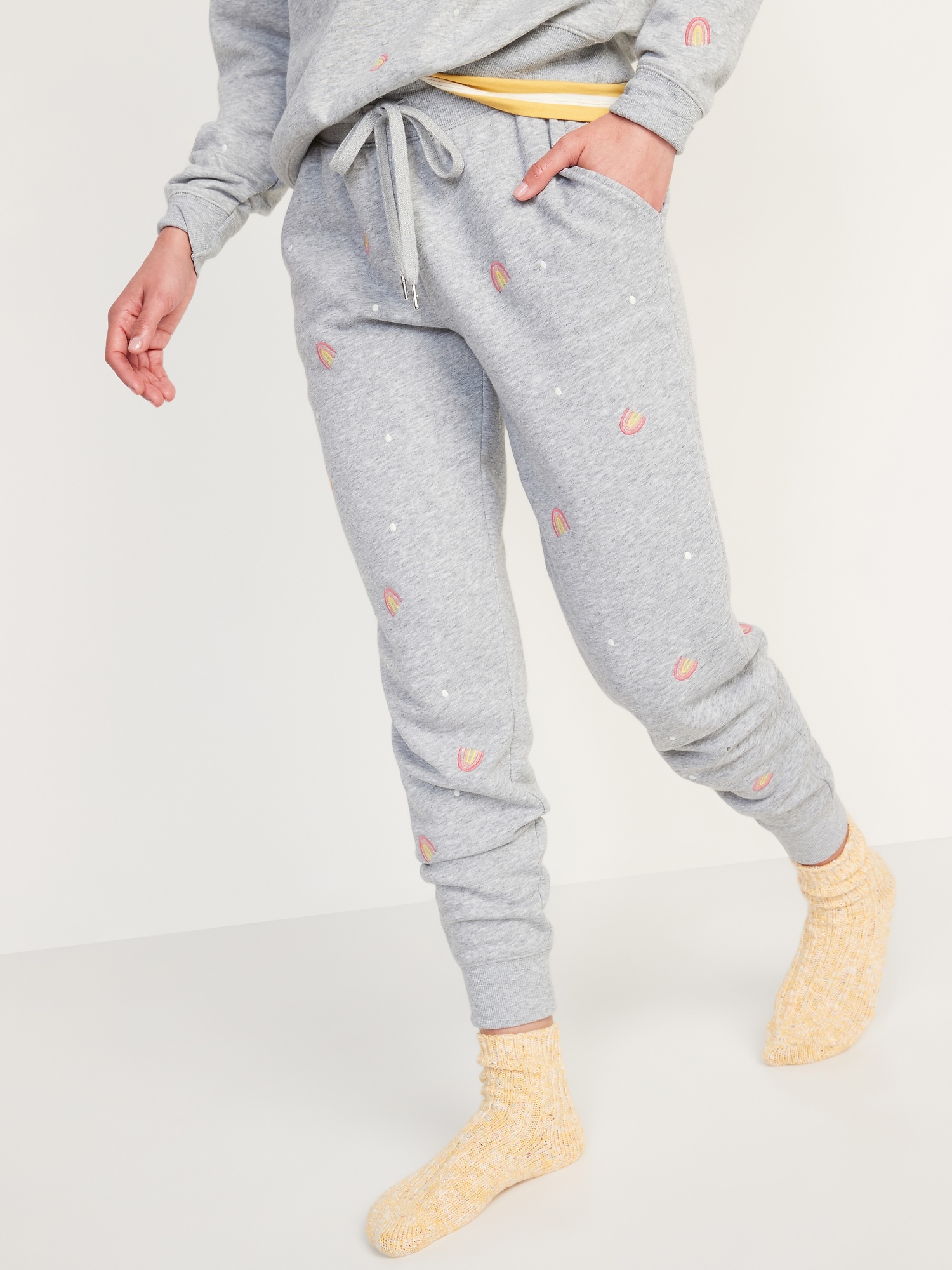 Vintage Mid-Rise Embroidered Jogger Sweatpants for Women