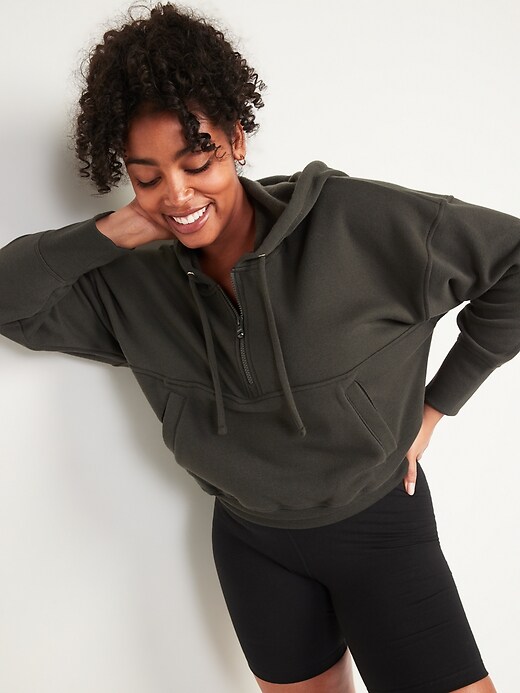 Loose Cropped Quarter-Zip Hoodie | Old Navy