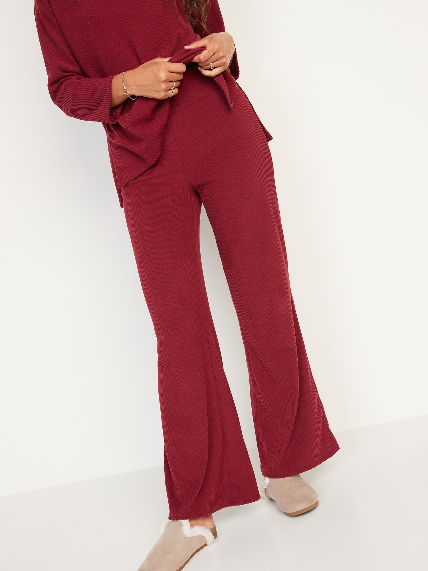 Downtime Ribbed Lounge Pants, Cherry