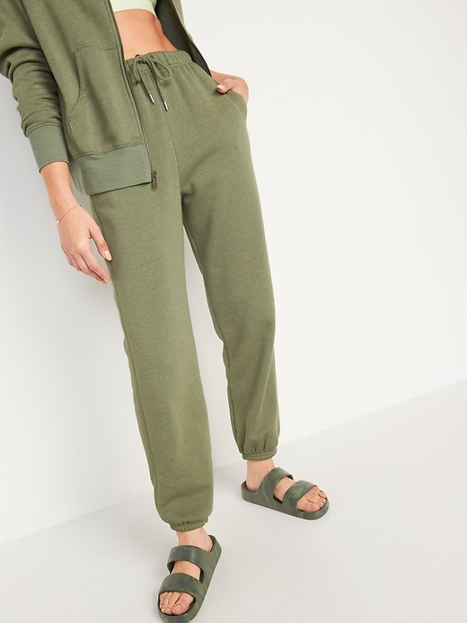 Image number 1 showing, Extra High-Waisted Cropped French-Terry Classic Jogger Sweatpants